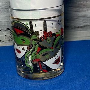 VNTG 1970’s CULVER 22kg EMBOSSED MARDI GRAS NEW ORLEANS WHISKEY GLASS